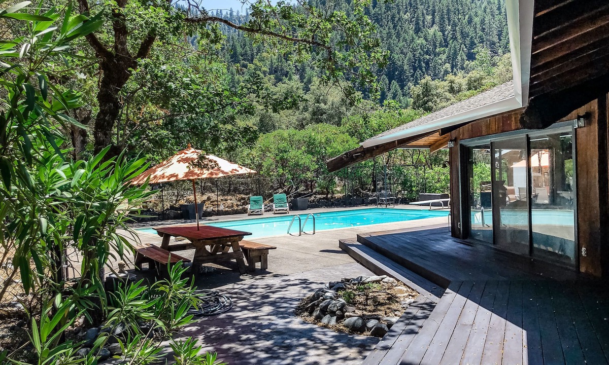 Burnt Ranch House | Cabin near the river with private pool, wood-burning fireplace & patio