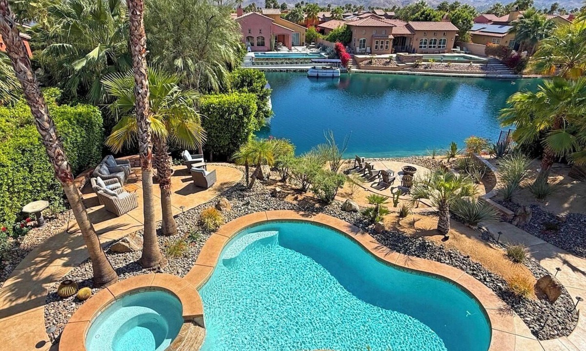 Cathedral City House | Gated Lakefront Home w/Saltwater Pool, Spa & Outdoor Paradise