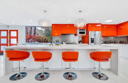 Historic Tennis Club House | Mid-century modern estate with a pool, hot tub, gourmet kitchen, and fireplace