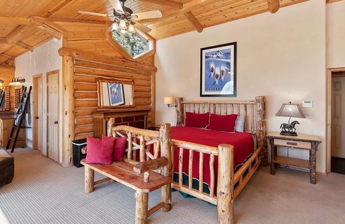 Fawnskin Cabin | Beautiful lakefront estate, hot tub, 180-degree views, game room, and BBQ grill!