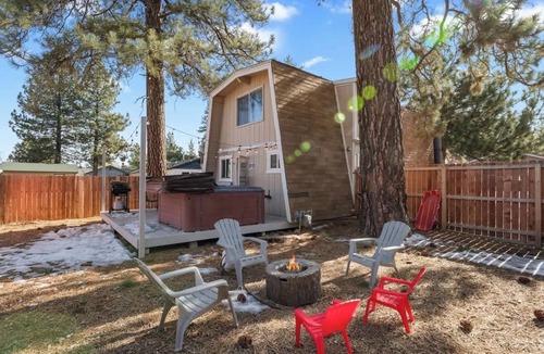 Big Bear City Cabin | Calley Dreaming Pup Friendly Fenced Yard Spa