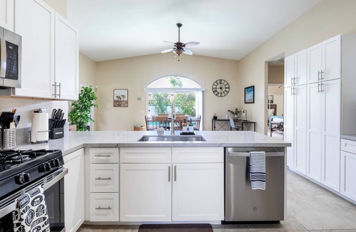 Cathedral City House | Centrally Located Spacious Saltwater Pool and Spa Home