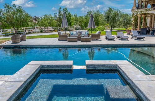 Murrieta Villa | Gated Estate-SALT-WATER POOL,TENNIS COURT, PICKLE BALL, THEATER,GYM & LUSH LAWNS