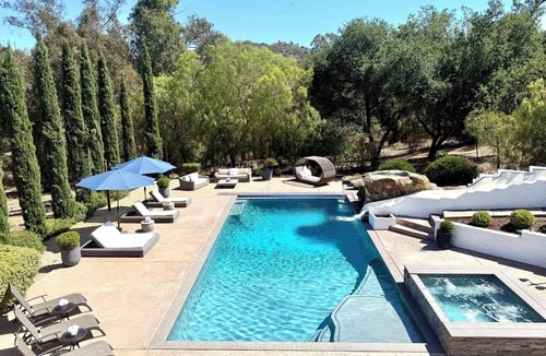 Fallbrook House | Heated Pool 40' Waterslide, Spa, Sauna, 5Beds 5Baths
