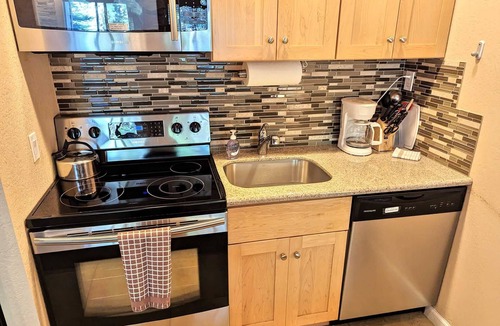 South Lake Tahoe Apartment | Lakeland Village - Private Beach - Large Studio - Tree View, King Bed, Full Kitchen