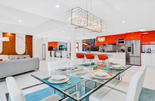 Historic Tennis Club House | Mid-century modern estate with a pool, hot tub, gourmet kitchen, and fireplace