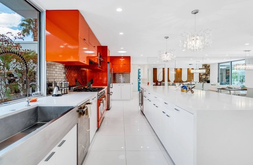 Historic Tennis Club House | Mid-century modern estate with a pool, hot tub, gourmet kitchen, and fireplace