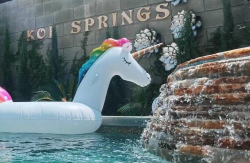 Desert Hot Springs Villa | Mineral Saltwater Solar heated Pool & Spa Oasis with mountain views and Koi pond