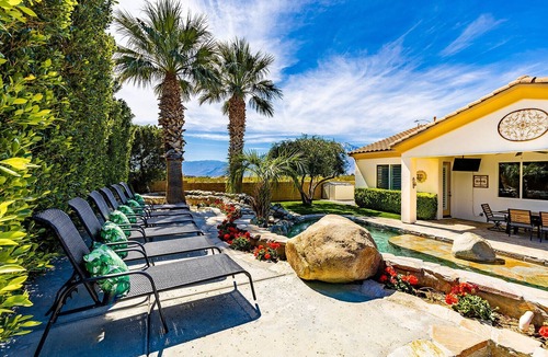 Desert Hot Springs House | NEW: Pool, Spa, Tiki Bar, Mini Golf, Firepit, Desert Views