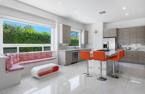 Palm Springs House | Putting Green, Saltwater Pool & Spa, 4 Fire Pits, Hammocks, Universal EV Charger