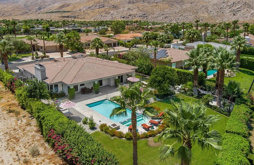 Palm Springs House | Putting Green, Saltwater Pool & Spa, 4 Fire Pits, Hammocks, Universal EV Charger