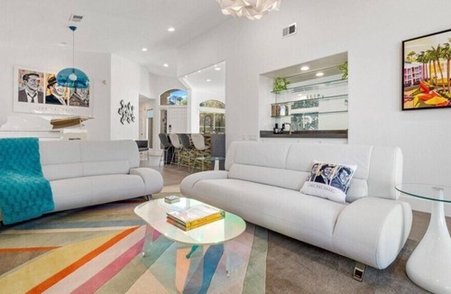 Cathedral City House | Remodeled Home With Golf Course View, Modern Pop Art Vibe!