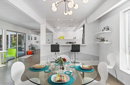 Racquet Club Estates House | Sunny, Private Mid-Century Modern Oasis with Saltwater Pool, Spa, Mountain Views