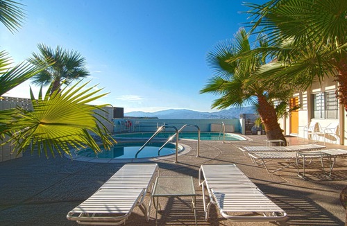 Desert Hot Springs Apartment | The Getaway 1BR #5: Pool, Mountain View, Kids/Pets welcome