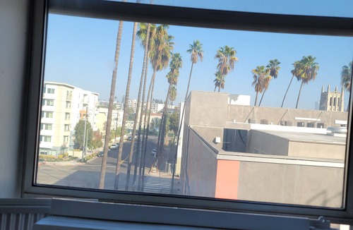 Rampart Village Apartment | Top floor rental unit with view of Hollywood sign
