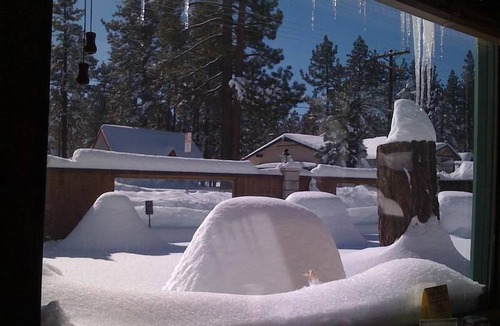 Big Bear City Cabin | TRAILS ARE OPEN! Romantic Cabin W/Fireplace & Open Beam Ceilings direct garage