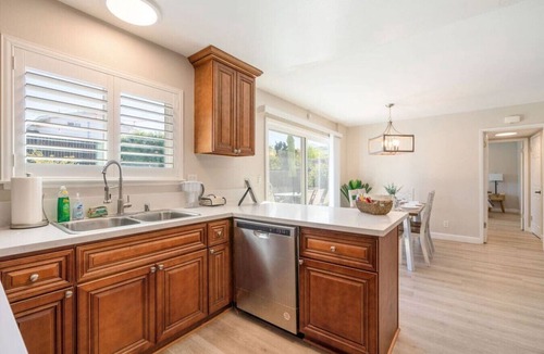 Rowland Heights House | Twilight Paradise: 4 Bedrooms, 2 Bathrooms, Private Pool, Patio Dining for 8, BBQ, and a One-of-a-Kind Indoor Fireplace.