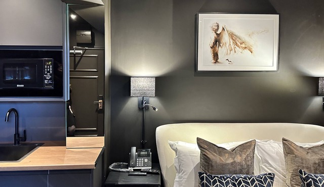 London Studio Flat, Double Bed, En-suite Bathroom & Kitchenette.