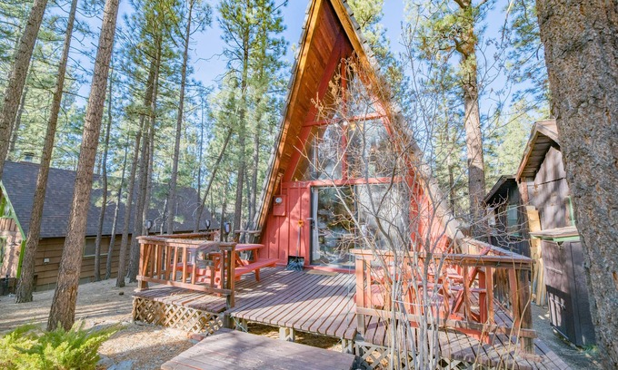 Big Bear City House | A-Frame of Mind - Wood Stove Fireplace, Deck, Barbecue