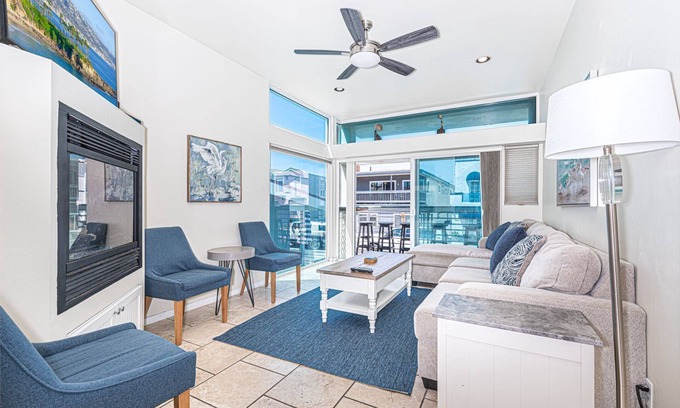 West Newport Condo | Cool Coastal Tri-Level Condo with Ocean Views! Right Side