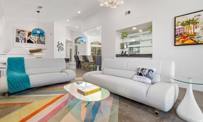Cathedral City House | Remodeled Home With Golf Course View, Modern Pop Art Vibe!