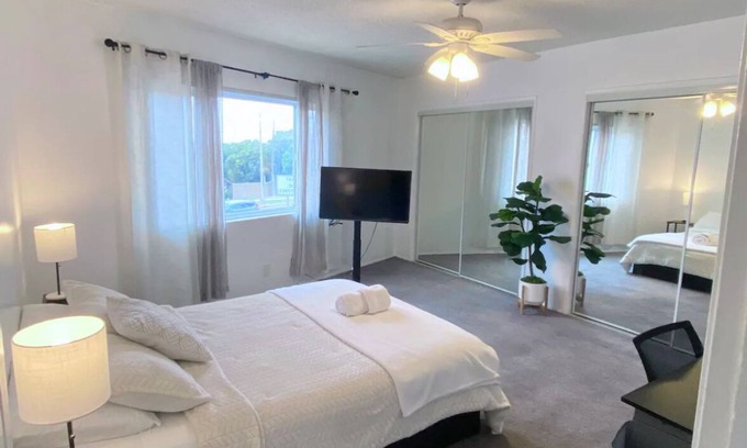 Seaside Apartment | Spacious bedroom with private bathroom