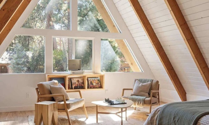 Big Bear City House | Terra Cottage MidCentury Modern A Frame Spa